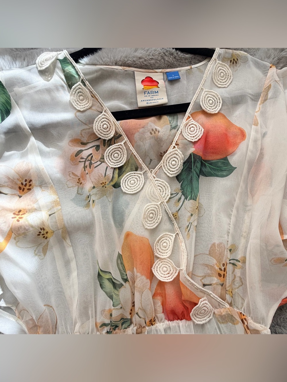 FARM Rio for Anthropologie Eloisa Floral Citrus Midi Dress - Small - no slip - Picture 5 of 12